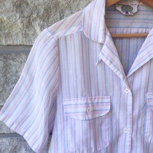 Pastel Stripes Vintage Short-Sleeve Button Down / 3 for $33 Sale!